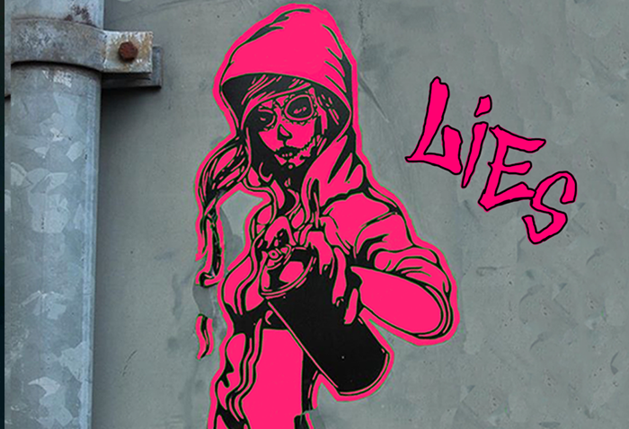 street art, image of a woman spray painting